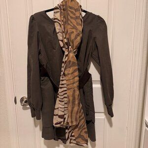 Dress with scarf and belt